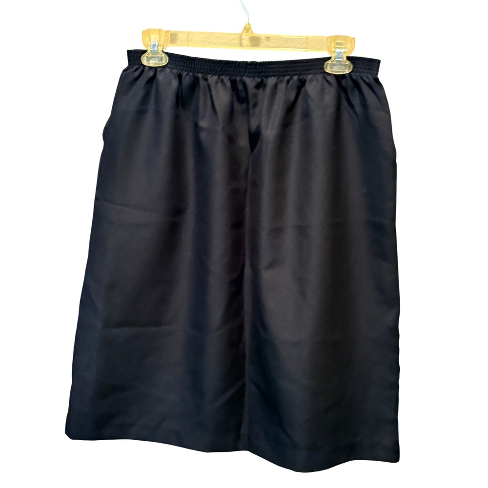 Blair Womens Black Elastic Waist Pull On Midi Skirt Plus Size 20W A-Line Casual